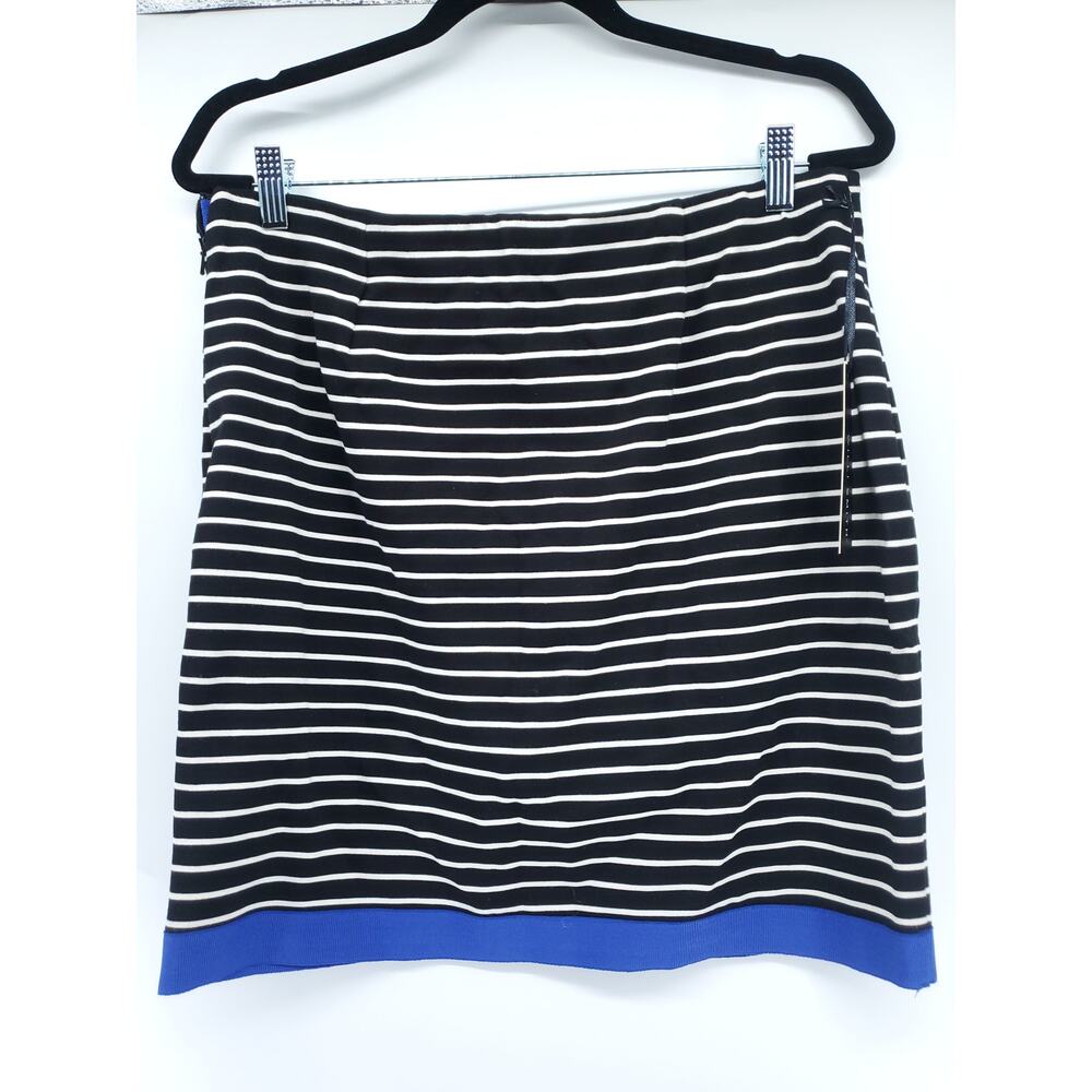 Willi Smith Modern Chic Pull On Stripe Bodycon Skirt Bright Blue Hem Stripe 10 - Picture 5 of 5
